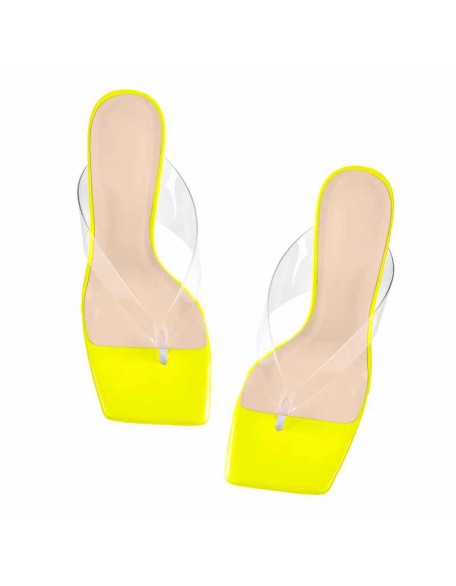 Snake Print Square Toe Transparent Tapered High Heel Thong Sandals