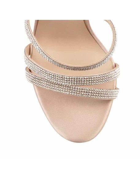 Rhinestones Ankle Strap Buckle Block Transparent Clear Chunky Slingback High Heel Sandals