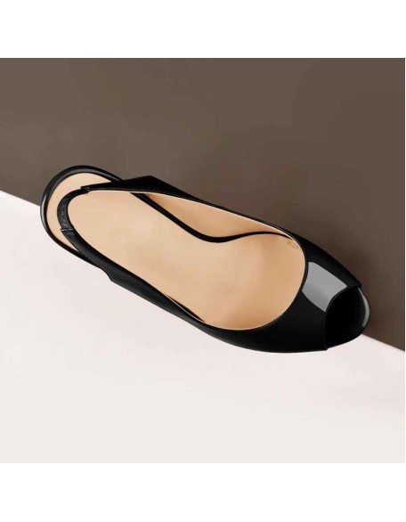 Platform Peep Toe High Heels Black Slingback Sandals