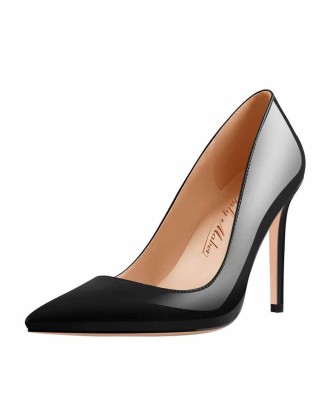 10cm Black Pointed Toe High Heels Slip On Stiletto Pumps