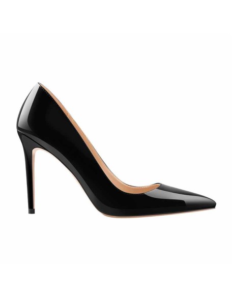 10cm Black Pointed Toe High Heels Slip On Stiletto Pumps