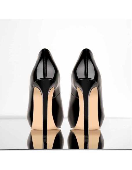Black Patent Leather Pointed Toe Platform Stiletto High Heels Pumps