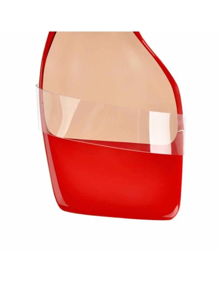 Red Patent Leather Square Toe Golden Chain Open Toe High Heels Sandals