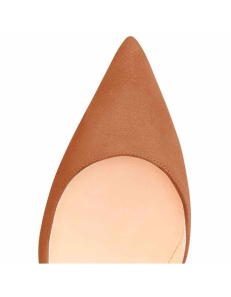 8cm 12cm Light Brown Pointed Toe Slip On High Heel Suede Velvet Pumps