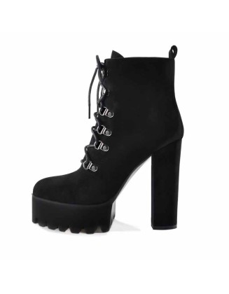 Black Heeled Work Boots Cool Booties