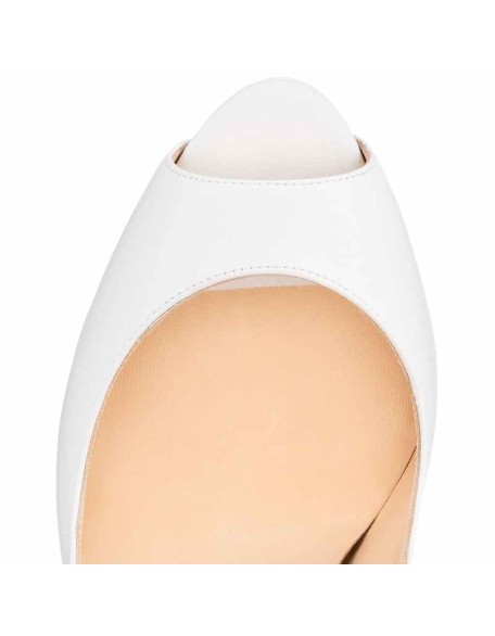 White Peep Toe Pumps Platform Stiletto High Heels Pumps