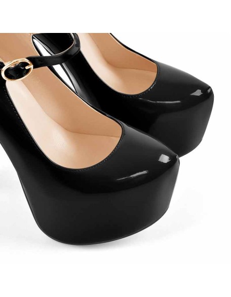 Mary Jane Platform Black Pointed Toe Stiletto High Heels Pumps