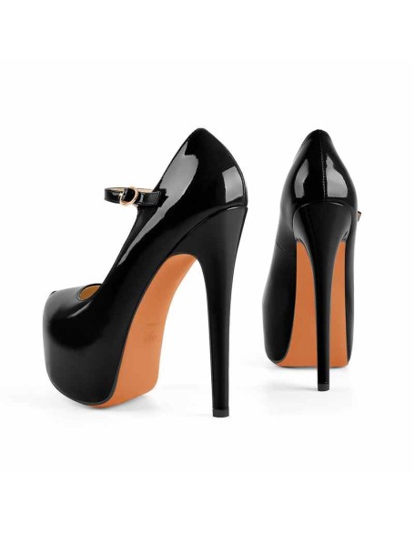 Mary Jane Platform Black Pointed Toe Stiletto High Heels Pumps