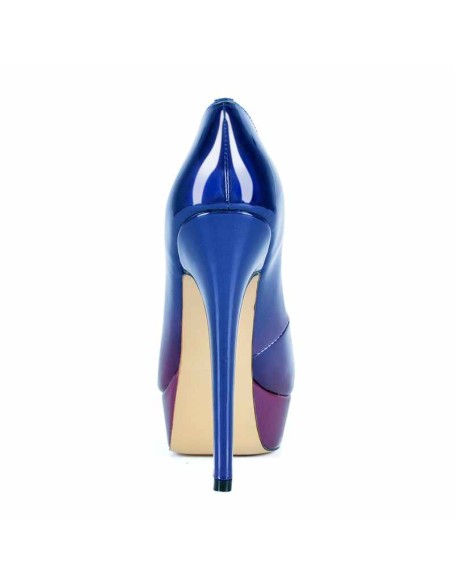 Blue Purple Gradient Open Toe Pumps Platform Stiletto High Heels Pumps