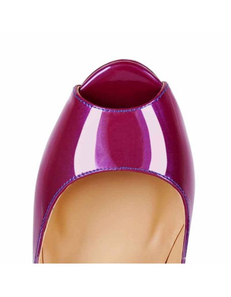 Blue Purple Gradient Open Toe Pumps Platform Stiletto High Heels Pumps