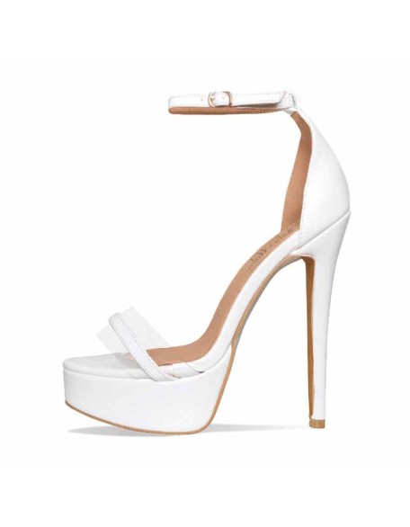 White Platform Ankle Strap High Heels Women Concise Sandals