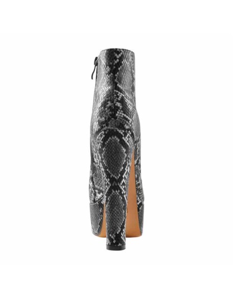 Snake Print Heeled Ankle Boots Platform High Heels Booties