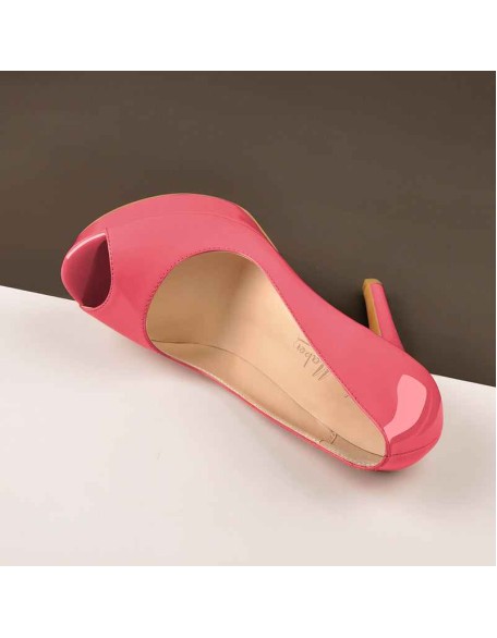 Retro Pink Platform Pumps Peep Toe Stiletto Pumps