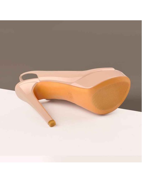 Pink Peep Toe Stiletto Pumps Slingbacks Platform High Heels