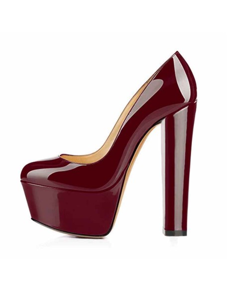 Platform Round Toe Pumps Chunky Heels Pumps
