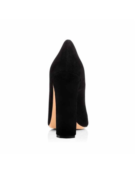 Black Pointed toe Pumps Chunky Heels Basic Women High Heels