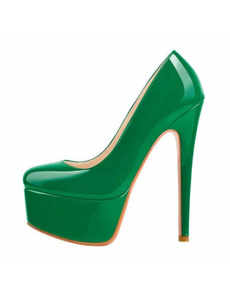 Classic Round Toe Platform Pumps Chunky Heels