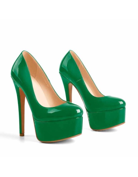 Classic Round Toe Platform Pumps Chunky Heels