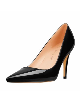 8cm Heel Patent Leather Pointed Toe High Heel Pumps