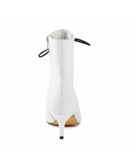 White Heeled Work Boots Kitten Heel Ankle Boots