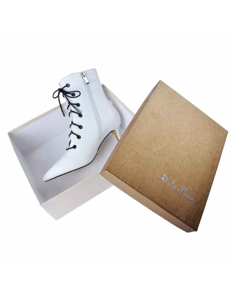 White Heeled Work Boots Kitten Heel Ankle Boots