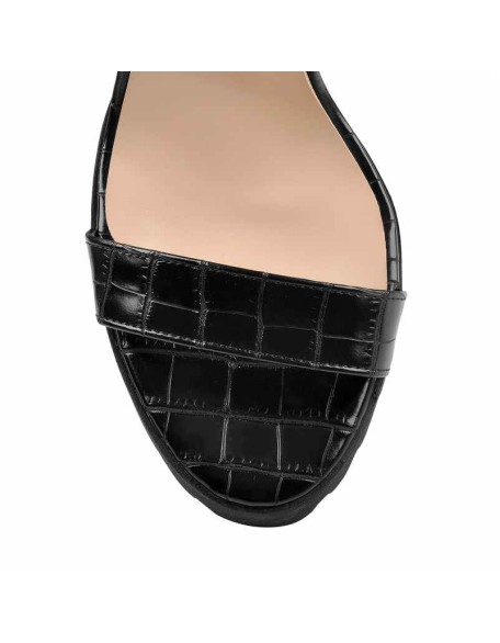 Black Ankle Strap Platform Chunky Heel Sandals