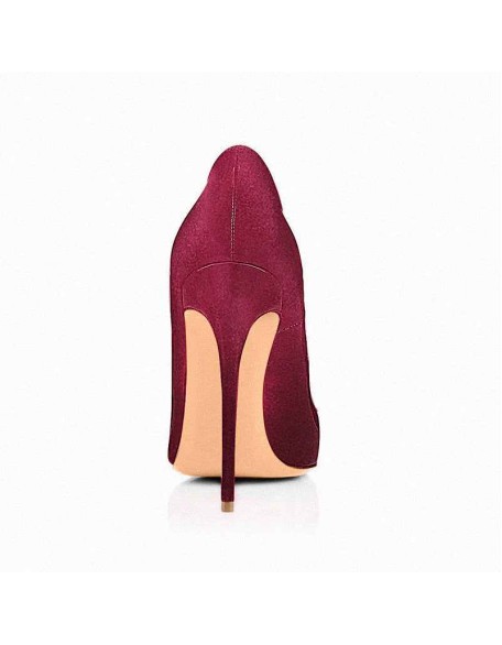 8cm 10cm 12cm Burgundy Pointed Toe Pumps Classic Suede Stilettos
