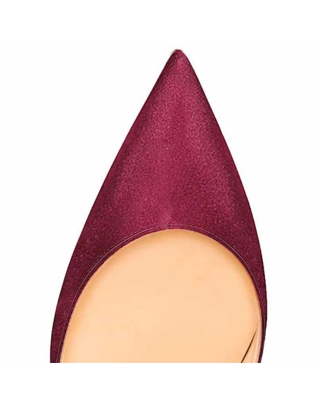 8cm 10cm 12cm Burgundy Pointed Toe Pumps Classic Suede Stilettos