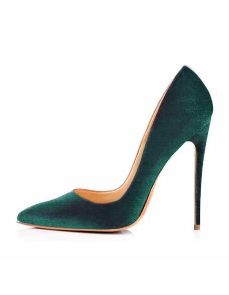 8cm 10cm 12cm Retro Green Pointed Toe Pumps Classic Satin Stilettos
