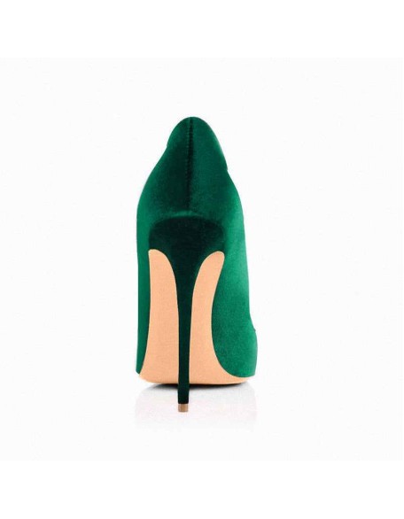 8cm 10cm 12cm Retro Green Pointed Toe Pumps Classic Satin Stilettos