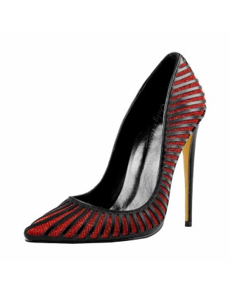 Black Red Silver Yellow Basic Pumps Pointed Toe Stilettos