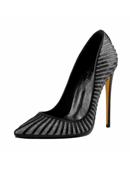 Black Red Silver Yellow Basic Pumps Pointed Toe Stilettos