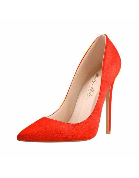 8cm 10cm 12cm Orange Suede Pointed Toe Basic Pumps