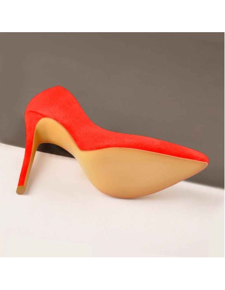 8cm 10cm 12cm Orange Suede Pointed Toe Basic Pumps