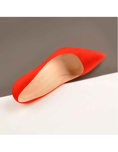8cm 10cm 12cm Orange Suede Pointed Toe Basic Pumps