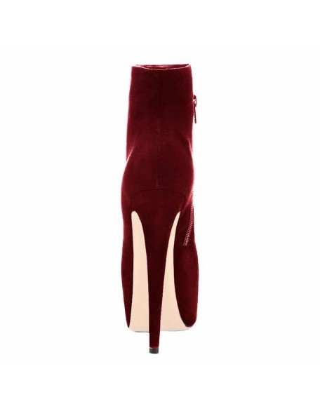 Burgundy Suede Platform Ankle Boots Stiletto Booties