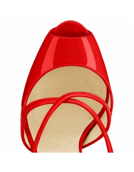Red Cross Strap Platform Pumps Sky High Heels