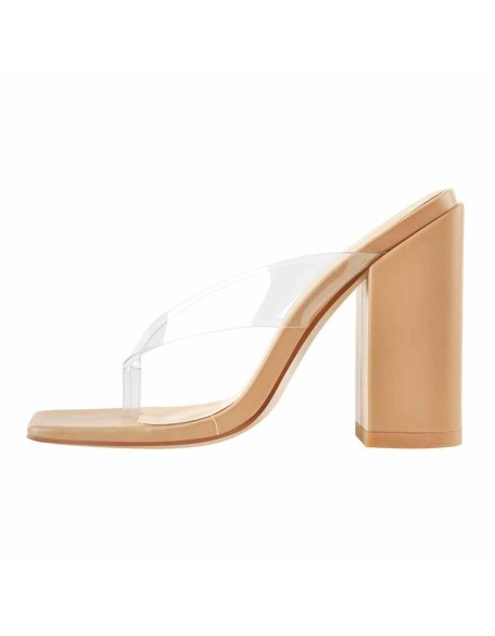 Transparent Strap Patent Leather Square Toe High Heels Sandals