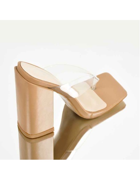 Transparent Strap Patent Leather Square Toe High Heels Sandals
