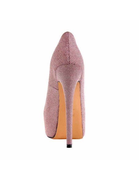 Pink Platform Glitter Round Toe Stilettos Pumps