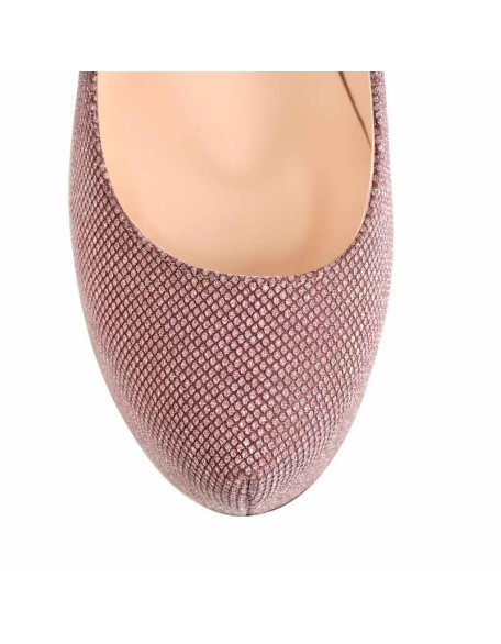 Pink Platform Glitter Round Toe Stilettos Pumps