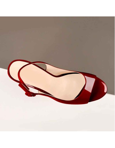 Burgundy Gradient Peep Toe Thin High Heels Slingback Sandals