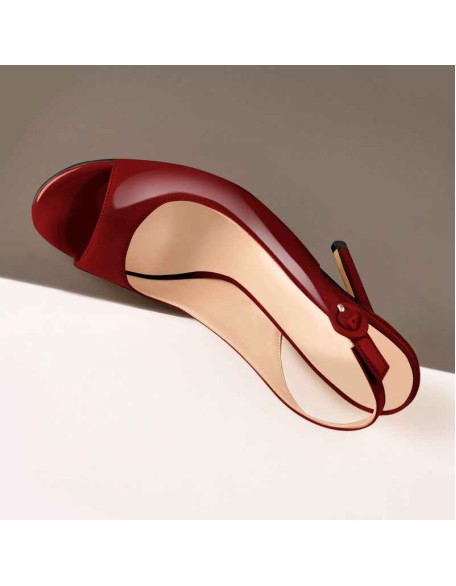 Burgundy Gradient Peep Toe Thin High Heels Slingback Sandals