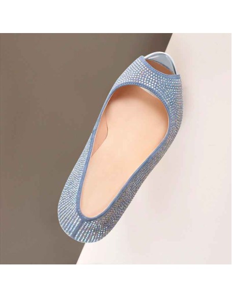 Blue Rhinestone Peep Toe Platform Stiletto High Heel Sandals