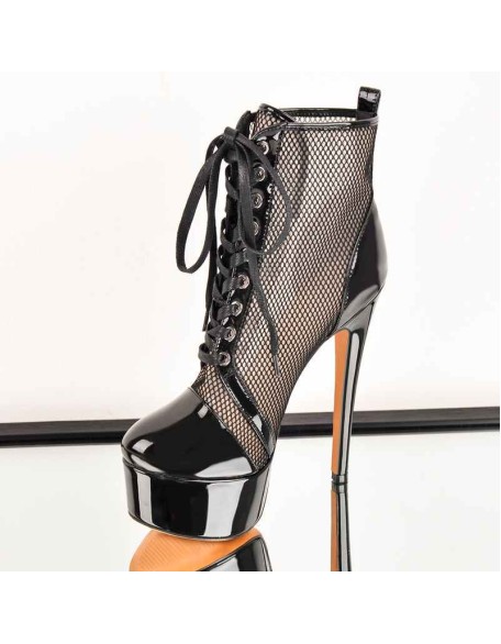 Black Lace Up Novelty Women Platform Boots