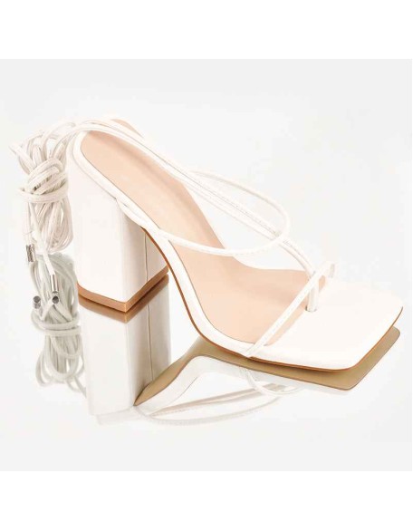 Ankle Strap Square Toe Chunky Heels Sandals