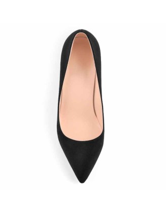 Black Suede Metal Heels Pointed Toe High Heel Pumps