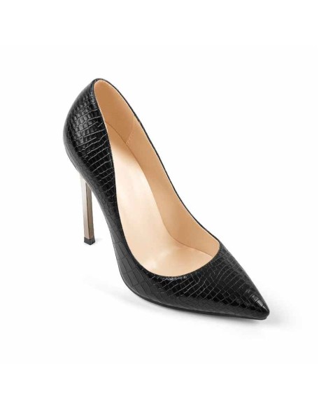 Black Suede Metal Heels Pointed Toe High Heel Pumps
