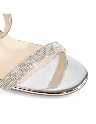 Rhinestone Strap Clear Block Chunky Sandals