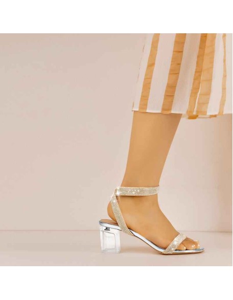 Rhinestone Strap Clear Block Chunky Sandals